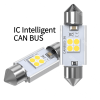 This is the feature description of the LED car license plate light. Product image CAN BUS 12VDC, the bulb type is SV8.5.