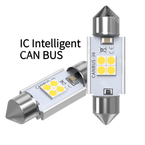 This is the feature description of the LED car license plate light. Product image CAN BUS 12VDC, the bulb type is SV8.5.