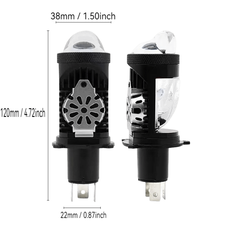 This is the size diagram of an H4 LED car headlight