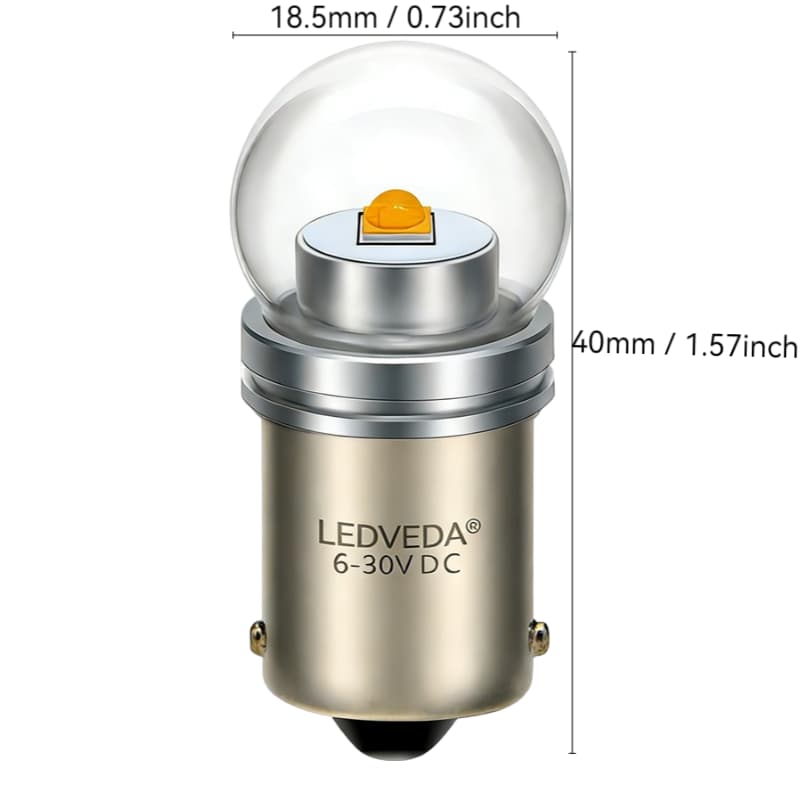 This is an LED car bulb suitable for BA15S 12V and 24V, P24W LED 3W power CREE-XPG LED chip product dimension diagram