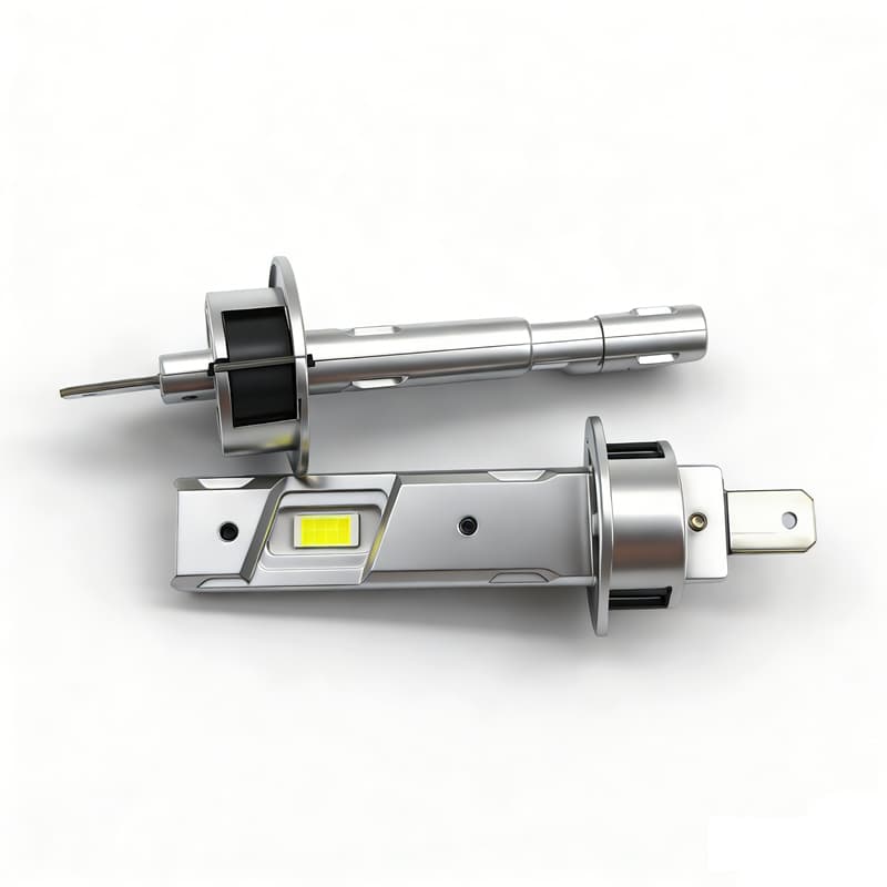This is a high-definition side view image of the H1 LED car bulb product