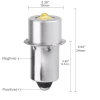 This is a dimensional diagram of the P13.5S 1W LED bulb inside the flashlight
