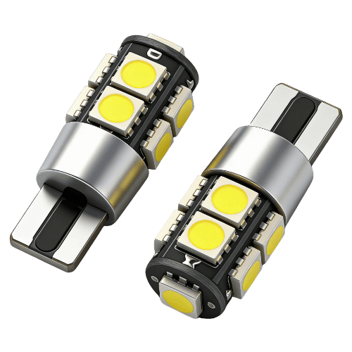 This is a multi-angle display of the LED car bulbs T10 Wedge W5W and 194 LED products