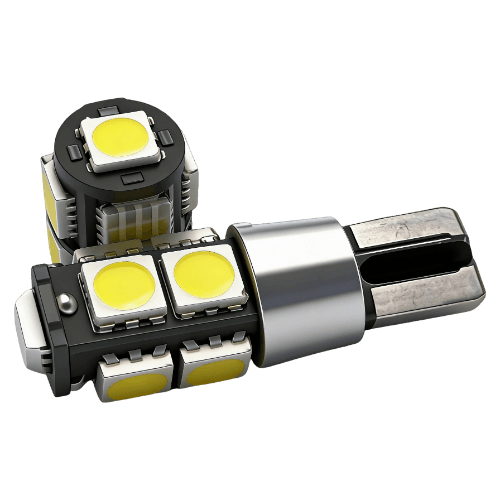 This is a detailed display image of LED car bulbs T10 Wedge W5W and 194 LED products