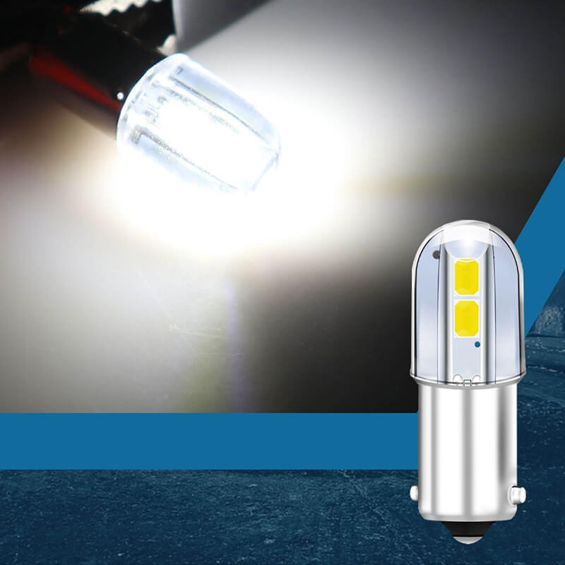 BA9S LED 230V indicator light, high brightness, 4 pieces of 2835 chips, white light, 30,000 hours lifespan, light effect diagram
