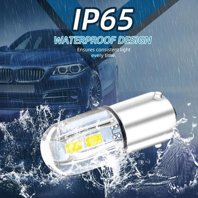 BA9S LED car light indicator high brightness, 4 pieces of 2835 chips, white light, 30,000 hours lifespan, IP65 waterproof rating