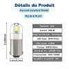 BA9S LED 12V indicator light, high brightness, 2 pieces of 2835 chips, white light, 30,000 hours lifespan, product dimension diagram