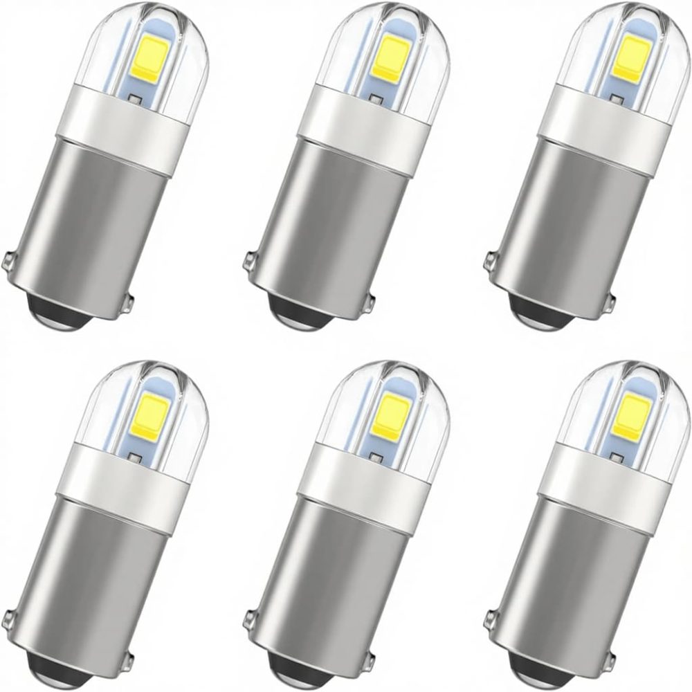 BA9S LED 12V indicator light, high brightness, 2 pieces of 2835 chips, white light, 30,000 hours lifespan