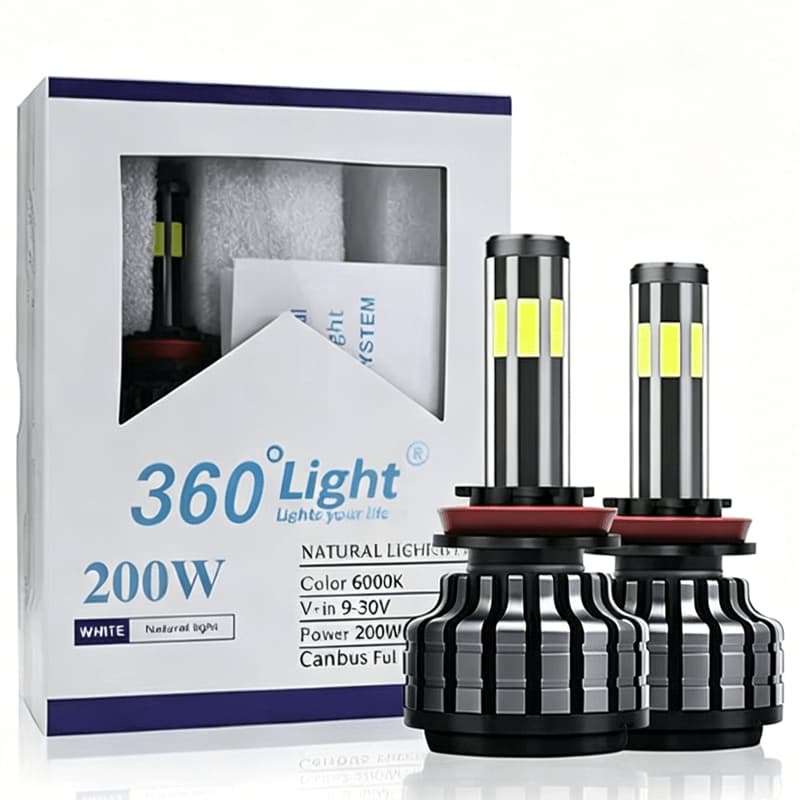 Car Headlight LED 9005, 12V, 50W, Light Color: Tri-color, High Brightness Measured at 5600LM