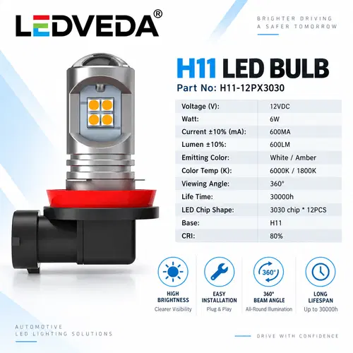 H11-12PX3030 H11 automotive LED bulb product detail