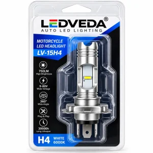 LV-15H4 H4 LED motorcycle headlight bulb double blister packaging