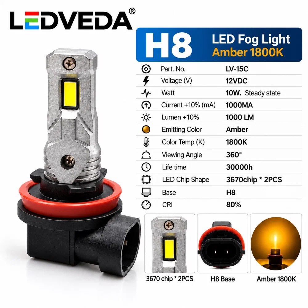 LV-15C H8 1800K amber LED fog light application